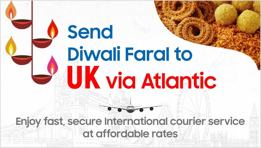 Courier Diwali Faral to UK via Atlantic